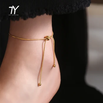 Minimalističen Design, Zlata Kača Kosti Verige Titana Jekla Lok Anklet Za Žensko 2021 korejski Modni Nakit Beach Dekle Sexy Anklet