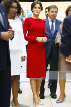 Moda 2021 spomladi in jeseni star pokazali nove high end ženske obleka rdeče slaven temperament slim obleko
