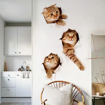 Moda 3D Mačke Wc Nalepke Lepa Žival vinilna Lep Modra Mačka Home Decor Art Vinil Kopalnica Dekoracijo Nepremočljiva