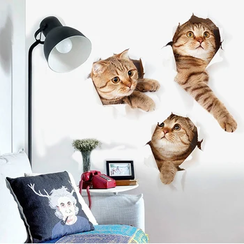 Moda 3D Mačke Wc Nalepke Lepa Žival vinilna Lep Modra Mačka Home Decor Art Vinil Kopalnica Dekoracijo Nepremočljiva