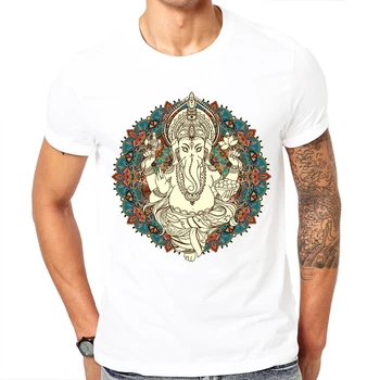 Moda Bombaž design Gospod Bog Ganesha natisnjeni moški t-shirt kul moške tee majice, vrhovi moški T-shirt casual moški majica s kratkimi rokavi