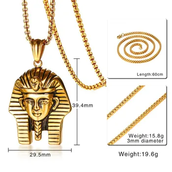Moda Egiptovski Faraon Ogrlico, Obesek Za Moške, Ženske, Zlata, Srebrna Barva Polje Verige Iz Nerjavečega Jekla Moški Punk Verske Jewellry