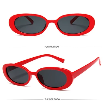 Moda Majhne Ovalne Sončna Očala Ženske Letnik Blagovne Znamke Odtenkov Črno Rdeče Kovinske Barvne Sončna Očala Za Ženske Moški Prostem Sončna Očala
