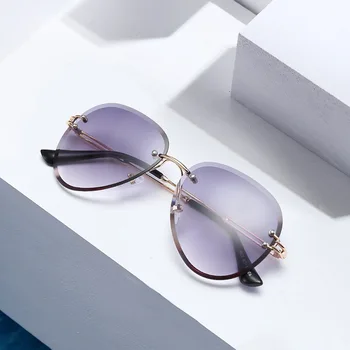 Moda Modra Rimless sončna Očala Ženske 2021 UV400 Luksuzni Letalstva Dame Sončna Očala Odtenki zonnebril dames