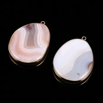Moda Naravnih Agates Kamen Obesek Ovalne Oblike Obeski čarobne gumbe za DIY Ogrlica Nakit, Izdelava Pribor 35x50mm
