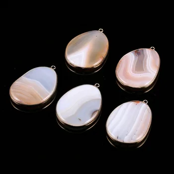Moda Naravnih Agates Kamen Obesek Ovalne Oblike Obeski čarobne gumbe za DIY Ogrlica Nakit, Izdelava Pribor 35x50mm