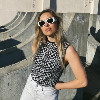 Moda Sunglass Najnovejših Odtenkov Letnik Beli Kvadrat Sončna Očala Za Ženske Luksuzne Blagovne Znamke Majhne Pare Punk Sončna Očala Retro Žensko
