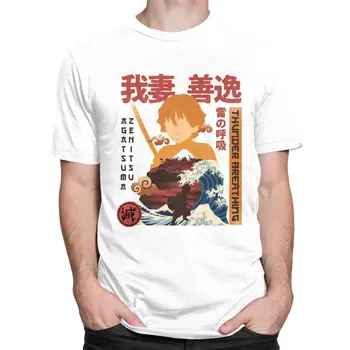 Moda Ukiyo E Dih Thunder Demon T-Shirt Moški Camisas Hombre Slayer Kimetsu Ne Yaiba Kamado Nezuko Top Majica Zenitsu