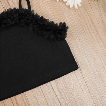 Moda za Dekleta Priložnostne Dva kosa Oblačila, ki, Črna Barva Off-the-ramo Suspender Vrhovi + Krilo 3-8Years