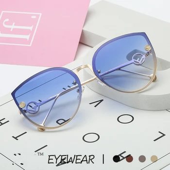 Moda za Ženske, sončna Očala Rimless UV400 Oblikovalec blagovne Znamke Visoke Kakovosti Gradient sončna Očala Ženski oculos