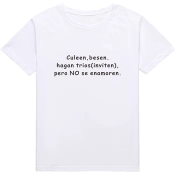 Moda španski Pismo Tiskanja Ženska T-majice camisas de mujer Poletje Priložnostne Kratek rokav lady tshirt oblačila vrh