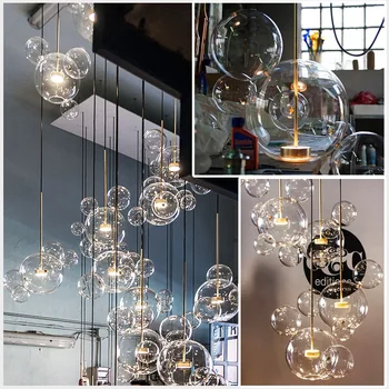 Moderna Dnevna Soba LED Lestenec Razsvetljavo Nordijska Umetnosti prozornega Stekla Mehurček Viseče Luči Jedilnico Notranji Dekor luç