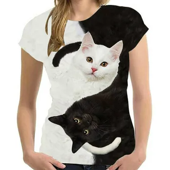 Moderne moške in ženske majice 3d mačka vzorec T-majice priljubljenih kratkih oplaščeni T-shirts ki se spomladi in poleti, primerna za 2021 nova