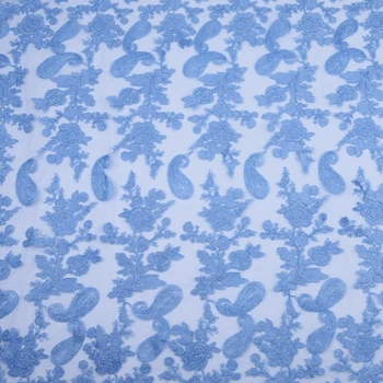 Modro Nebo Afriške Čipke Tkanine Kosti Vrv Vezene Nigerijski Vezalke Tkanine, Visoko Kakovost Francoski Til Čipke Za Poročno Obleko 1765