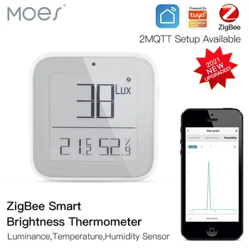 Moes Smart Zigbee Svetlost Termometer v Realnem času Svetlobo Občutljiva na Temperaturo in Vlažnost Senzor z Tuya Smart App