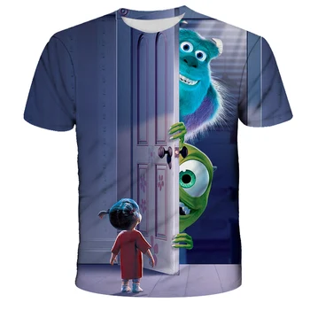 Monsters Inc otroška T-shirt 3D, Anime T Majica Za Fante, Dekle, Otroški Risani Film T-Shirt Priložnostne Vrhovi Smešno O-Vratu Oblačila