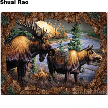 Moose celoten kvadratni krog 5d diy diamond slikarstvo Navzkrižno Šiv slike nosorogovo vezenje gozdu divje živali mozaik dekor,