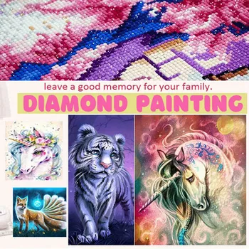 Mosaic cuadros embroidery 5d diamond painting kit set complet Cross stitch Dirll drawing full square horse unicorn flower woman