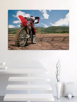 Motokros pripravljen za dirko motor športni motocikel fanart dnevni sobi doma wall art dekor les, okvir tkanine plakat KP561