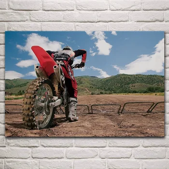 Motokros pripravljen za dirko motor športni motocikel fanart dnevni sobi doma wall art dekor les, okvir tkanine plakat KP561