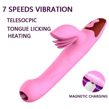 Močan Vibrator, Vibrator G-spot Massager Klitoris Stimulator Vaginalne Dildos Jezika Lizanje Ogrevanje Sex Igrače Za Ženske Masturbator