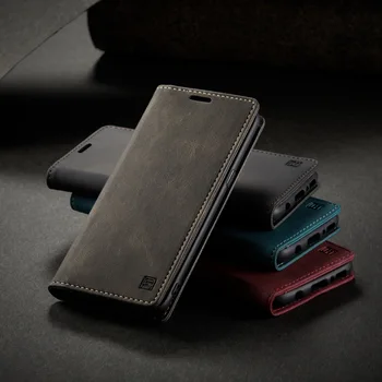 Močno Magnetno Kartico v Režo Primeru Za Xiaomi Redmi Opomba 8 Pro Luksuzni Retro Knjiga Usnja Flip Denarnico, Telefon Vrečke Z RFID Funkcija