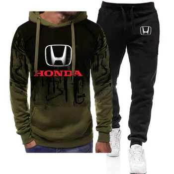 Moške 2021Spring Jeseni Honda Tiskanja 2 Kosa Določa Trenirko Hooded Majica+hlače Pulover Hoodie Sportwear Obleko Oblačila