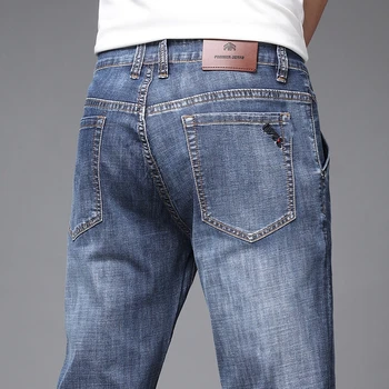 Moške Udobje Stretch Straight Fit Jean 2021 prišlekov Pomlad Poletje 40 Plus Velikost Jeans Moške Business Casual Classic Jeans