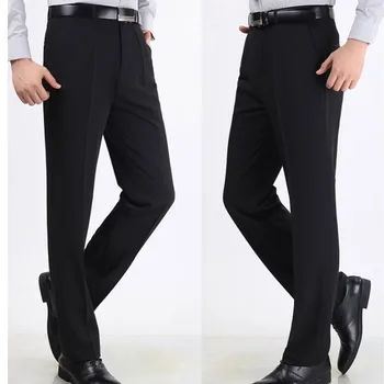 Moški srednjih let hlače poleti ohlapno, tanko poslovne moške hlače moški srednjih let obleko hlače visoko pasu globoko mednožje