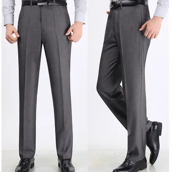 Moški srednjih let hlače poleti ohlapno, tanko poslovne moške hlače moški srednjih let obleko hlače visoko pasu globoko mednožje