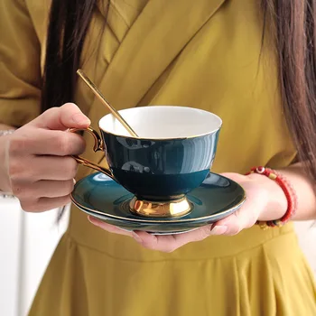 MT Zelena keramični aparat za skodelice in krožniki ustvarjalno popoldne čaj cvet čaj, set skodelic za Nordijsko preprostih gospodinjskih teacups darila vrč