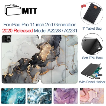 MTT 2020 TPU Nazaj Tablični Primeru Za iPad Pro 11 inch A2228 A2231 PU Usnja Flip Smart Cover Zaščitna Funda S Svinčnik Imetnik
