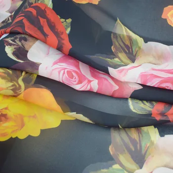 Multi-barvni vrtnice šifon tkanine za poletje obleko tissu au meter bazin riche vestidos telas por metro tissus tecido tessuti stof