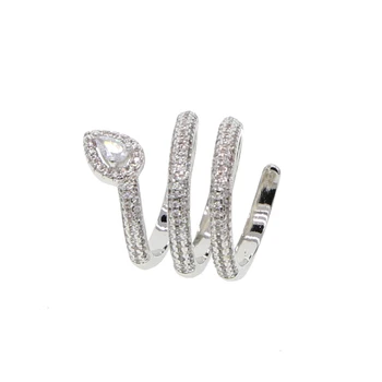 Multi zaviti mikro utrla kubičnih cirkonij srebrno bele barve, iskrenje cz Kača oblikovan polno prst prstan za ženske