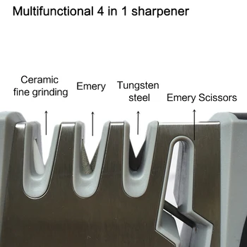 Multifunkcijski Nož Ostra 4 v 1 Diamond Prevlečeni Fine Palico, Nož, Škarje in Škarje Strokovno Kuhinja Brusilni Kamen