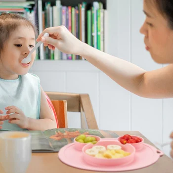 [Mums] Baby Razdeljena Plošče Silikon - Prenosni Ne Zdrsne Otrok Hranjenje Sesalni BPA Free Večerja Ploščo, Pomivalni stroj, Mikrovalovna pečica