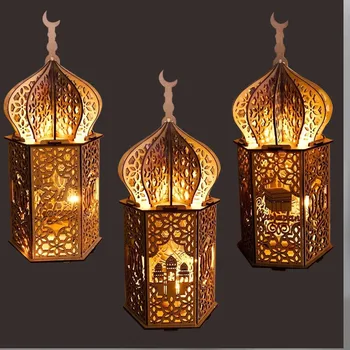 Muslimanski Festival Svetlobe Ramadana Eid Mubarak Okraski Leseni LED Lučka Palace Svetilnik Islam Stranka Dobave