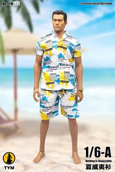 Na Zalogi TYM122 1/6 Obseg Moški Havajih Plaža Obleko Vojak Poletno Majico, kratke Hlače, Oblačila Model za 12 cm Dejanje Slika