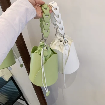 Naguban Tote Vedro vreča 2021 Moda Novih kakovostnih PU Usnja Ženske Oblikovalec Torbici Vrvico Rami Messenger Bag