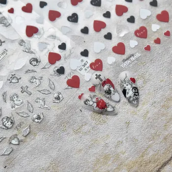 Nail Art, 3D Nalepke Samolepilne Nalepke Visoke Kakovosti Srca In Lopate Poker Angel Ljubezni Nails Salon, Manikiranje Dekoracijo