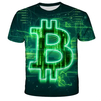 Najbolje prodajana 4-14T otroška T-shirt Trend 3D Print Majica s kratkimi rokavi Boys Girls Moda Kratek Rokav BTC T-shirt Bitcoin Otroci T-shirt