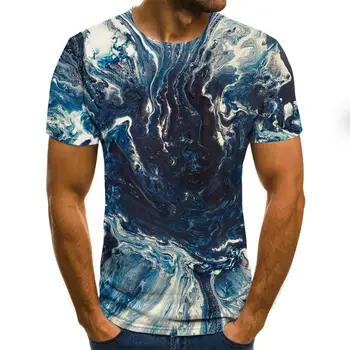 Najnovejše 3D Natisnjeni T-Shirt Črnilo Narišite Vzorec Kratek Rokav Poletje Priložnostne Vrhovi Tees Modni O-Vratu Tshirt Moški