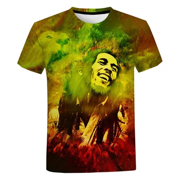 Najnovejše Poletje 3d Tiskanih Bob Marley majic Unisex Modna Hip Hop Priložnostne Krog Vratu Majica Oversize Vrhovi 2XS-5XL