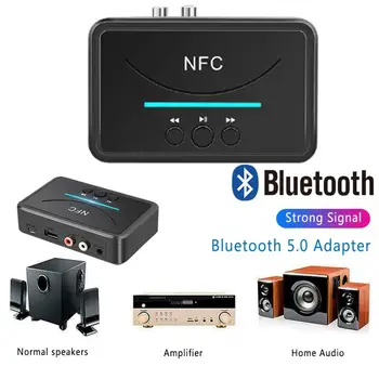 Najnovejši 5.0 Bluetooth Sprejemnik Nfc 3,5 Mm Rca Aux Priključek Usb Smart Predvajanje Stereo Audio (Stereo zvok Brezžični Adapter A2DP Za Komplet Zvočnikov