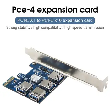 Najnovejši PCI-E PCI-E Adapter 1 Obrnite 4 PCI-Express Slot, 1x Do 16x USB 3.0 Posebne Riser Card PCIe Pretvornik Za BTC Rudar Rudarstvo