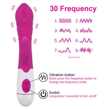 Nastavek Vagine, Anusa Masaža Rabbit Vibrator za G-Spot Klitoris Stimulator Spolnih Igrač za Ženske Jezika Lizanje Vibrator 30 Frekvenca