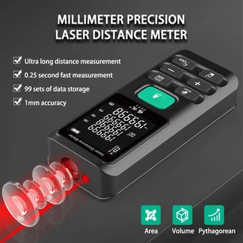 Natančnost 1mm Digitalni Rangefinder Laser Distance Meter Digitalni 70M 120 M Laserski Vladar Range Finder Zgraditi Merilno Orodje
