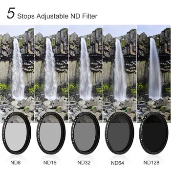 ND8-ND128 Variabilni ND Filter 52mm 58mm 62mm 67 mm 72 mm 77mm 82mm NE X Spot Zbledi Nevtralno Densityr Filter Za Objektiv