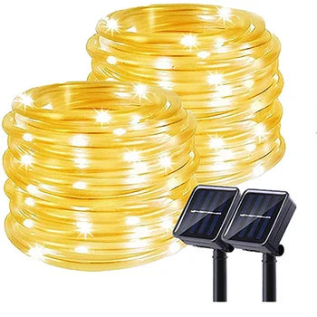 Nepremočljiva 50/100 LED Pravljice Luči, Solar Powered Vrv Cev Lučka za Osvetlitev Niz Božično Okrasne Vrtne Luči Sončno energijo
