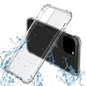 Nepremočljiva Za iphone 11 Primeru Pregleden Shockproof TPU Odbijača Telefon Nazaj Primeru Kritje Za iPhone 11 Pro Max Zaščitna torbica
